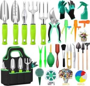 84 PCS Garden Tools Set,10pcs Succulent Tools Set Included 6pcs Large Heavy Duty Aluminum Gardening Hand Tools 12.5IN with Garden Tool Bag,Gloves Sprayer etc.