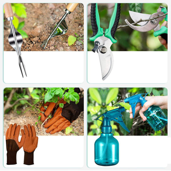 10-Piece Durable Storage Bag & Anti-Slip Tool with Heavy-Duty Stainless Steel Hand Gardening Tools Set Flower Pots & Planters