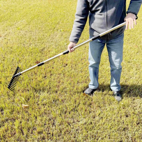 Heavy Duty Versatile Gardening Rake with Stainless Steel Handle Steel Tines for Loosening Soil Gathering Leaf Leveling Lawn