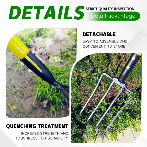 Pitch Fork, 4 Tine Heavy Duty Garden Fork with Ergonomic No-Slip D-Grip Handles, Handle Spading Fork