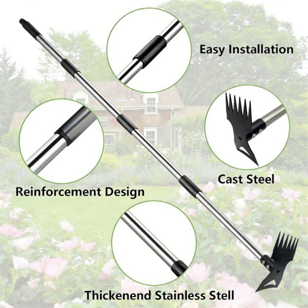 All-steel Dual-purpose Hoe Weeding Shovel Silver/Black Household Garden Taper Rake Steel Hoe