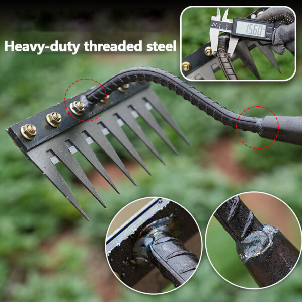 Agricultural Household Manganese Steel Garden Rake Lawn Leveling and Farming Leaf Rake