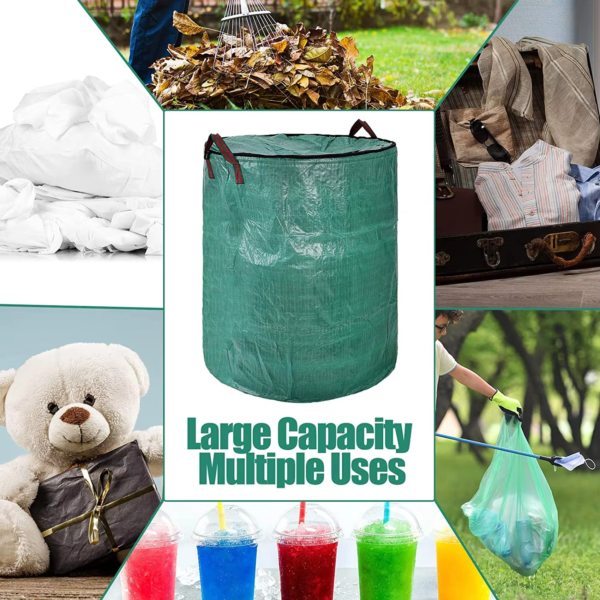 Portable Heavy Duty Waterproof Yard Folding Waste Leaf Collection Bag with Lid PP Plastic for Garden Use