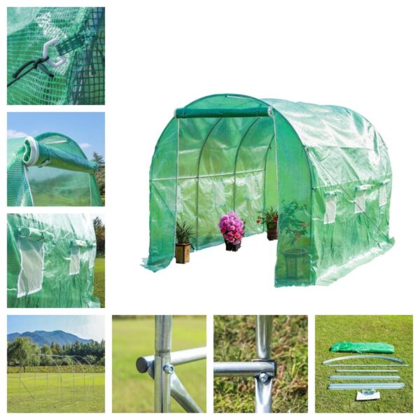 Tunnel Greenhouse Reinforced Plastic Film Cover Steel Frame UV Protection Eco-Friendly Easily Assembled Waterproof Vegetable