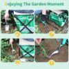 10 Pieces Heavy Duty Aluminium Alloy Garden Hand Tools with Gardening Stool and Detachable Canvas Tool Bag