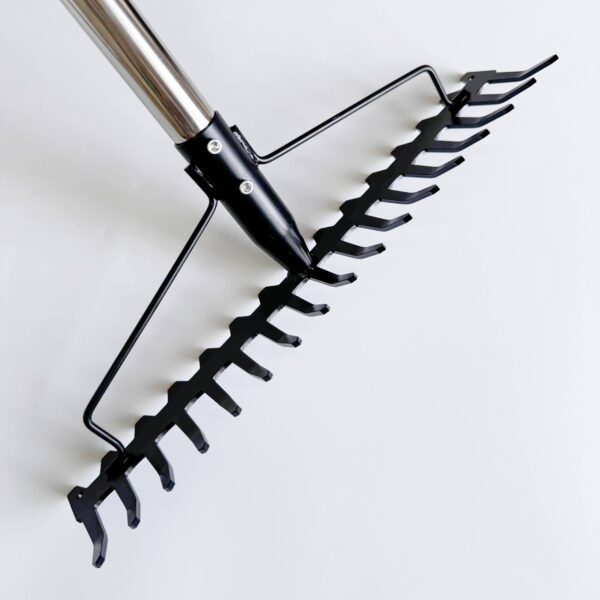 Heavy Duty Versatile Gardening Rake with Stainless Steel Handle Steel Tines for Loosening Soil Gathering Leaf Leveling Lawn