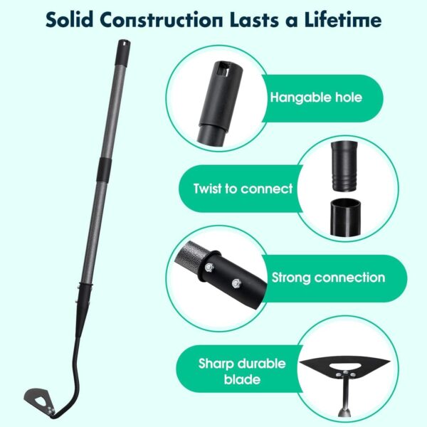 Hoe Garden Tool, Hollow Hoe with 29-85 Inch Long Handle, Adjustable Manual Weeder Heavy Duty Garden Hoe for Weeding, Digging, Hoeing, Cutting and Loosing Soil