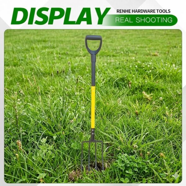 Pitch Fork, 4 Tine Heavy Duty Garden Fork with Ergonomic No-Slip D-Grip Handles, Handle Spading Fork