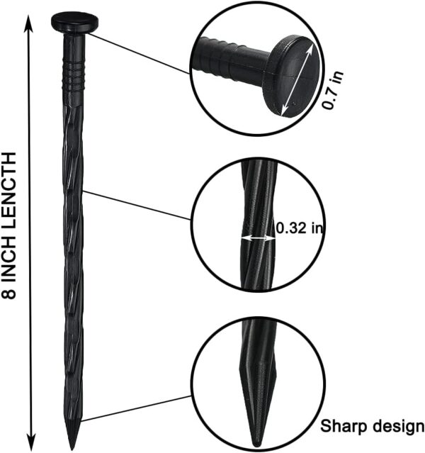 Plastic Edging Nails, Spiral Landscape Fabric Edging Anchoring Stakes Nylon Landscaping Anchoring Spikes Garden Lawn Yard Spikes for Weed Barrier, Paver Edging, Artificial
