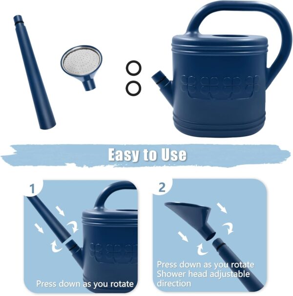 2 Gallon Watering Can, Outdoor Watering Can for Plants, Garden Water Can with Removable Long Spout and Stainless Steel Sprinkler Head, Large Water Can for Greenhouse
