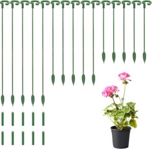 Plant Support Stakes with Movable Clips,  Green Garden Stakes for Potted Plants Indoor Outdoor, Orchid Tomato Rose Single Stem Support, Sturdy & Reusable