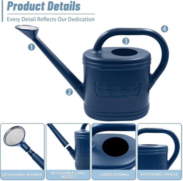 2 Gallon Watering Can, Outdoor Watering Can for Plants, Garden Water Can with Removable Long Spout and Stainless Steel Sprinkler Head, Large Water Can for Greenhouse