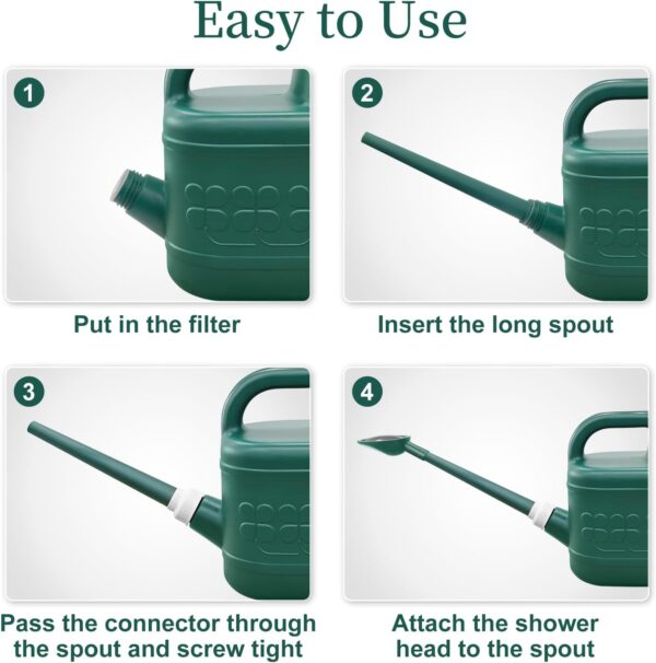 2 Gallon Watering Can, Garden Watering Can Outdoor, Plant Water Can with Removable Long Spout and Stainless Steel Sprinkler Head, Large Plastic Outdoor Watering Cans for Gardening Flower Plants