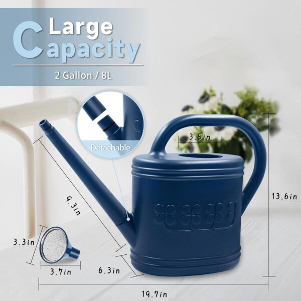 2 Gallon Watering Can, Outdoor Watering Can for Plants, Garden Water Can with Removable Long Spout and Stainless Steel Sprinkler Head, Large Water Can for Greenhouse