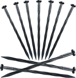 Plastic Edging Nails, Spiral Landscape Fabric Edging Anchoring Stakes Nylon Landscaping Anchoring Spikes Garden Lawn Yard Spikes for Weed Barrier, Paver Edging, Artificial