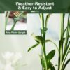 Plant Support Stakes with Movable Clips,  Green Garden Stakes for Potted Plants Indoor Outdoor, Orchid Tomato Rose Single Stem Support, Sturdy & Reusable