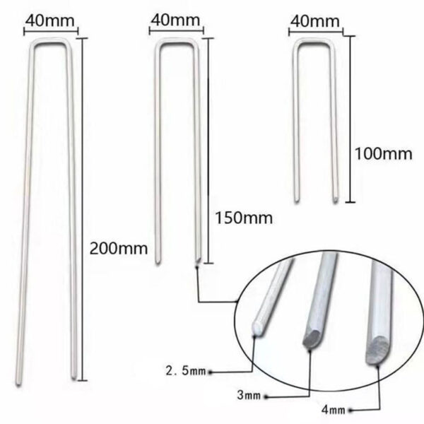 Garden Stakes Ground U Shaped Landscape Pins to Secure Lawn Fabrics Weed Barrier Covers Ground Cover and Landscaping