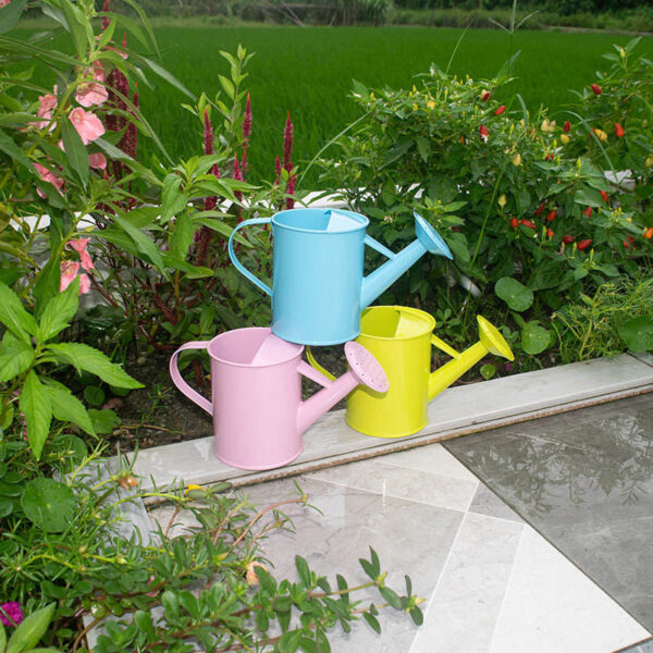 1.2 Liter Eco-Friendly Galvanized Steel Watering Can with Anti-rust Powder Coating for Indoor/Outdoor Use Kids Planting
